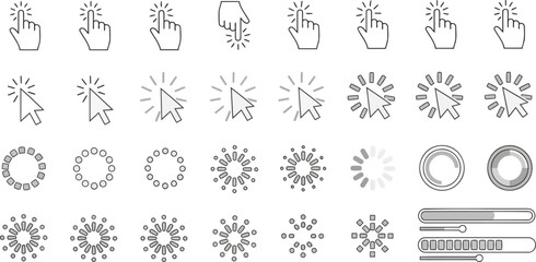 Essential cursors and loading icon set for web design and app development