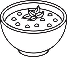 tomato and lentil soup line art, coloring book page line art drawing, vector and illustration