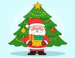 © Stocksource - Cartoon santa claus with gifts near christmas tree