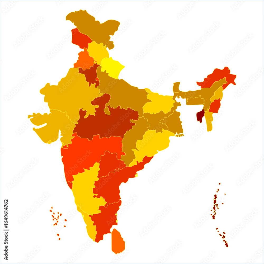 Indian map state coloured, Detailed Political Map of India with All ...