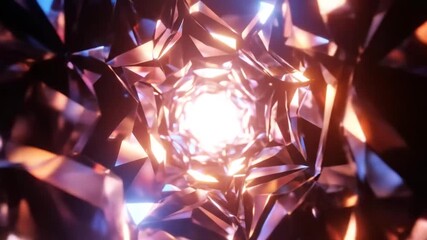 Abstract Crystal Tunnel with Glowing Light