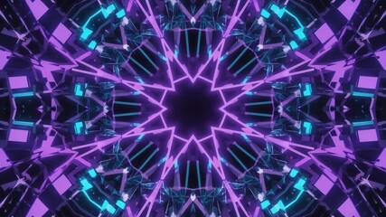 Wall Mural - turquoise and purple kaleidoscope pattern forming a mesmerizing star design with intricate geometric