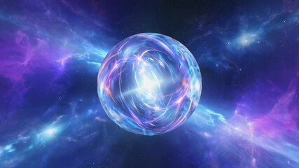 Wall Mural - bright plasma ball glowing in the depths of space, radiating vibrant colors of blue, purple, and pin