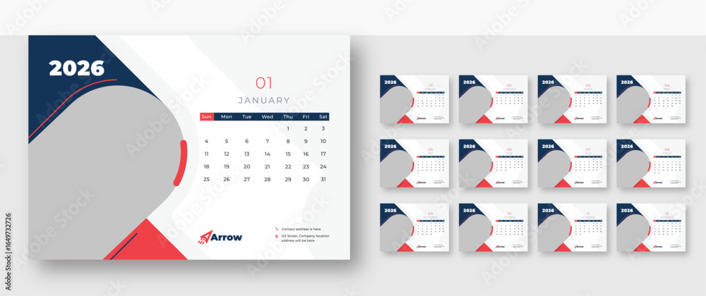 Calendar 2026 template | corporate desk calendar schedule 2026 monthly ...