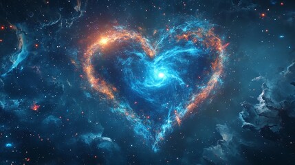 Wall Mural - A cosmic heart with galaxies swirling inside it, vast and mysterious 