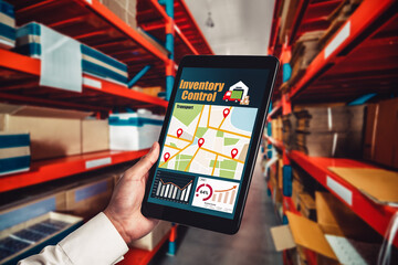 warehouse management innovative software in computer for real time monitoring of goods package deliv