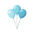 © FryArt - Celebration with floating helium balloons illustration. Joyful birthday balloons with blue color for party decoration, invitation.