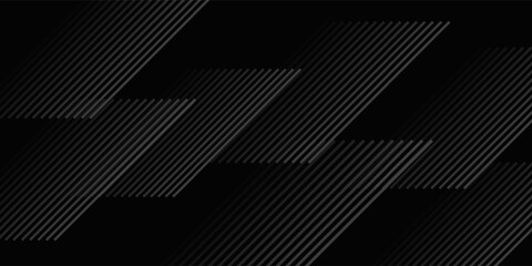 Wall Mural - black geometric abstract background overlap layer on dark space with diagonal lines decoration. vect
