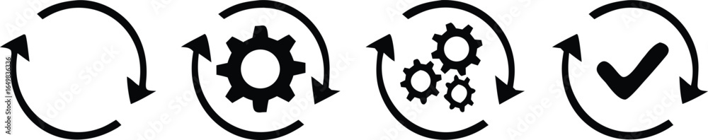 Sync Process Icon Sync process, icon reload set, circle arrow with gear wheel, recycling ...