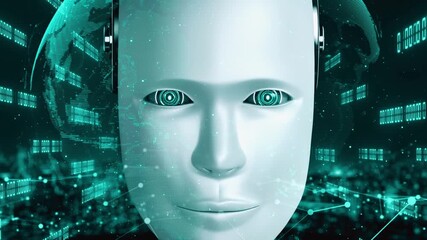 Wall Mural - future financial technology controll by ai robot huminoid uses machine learning and artificial intel