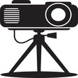 © John - Illustration of a black projector on a tripod with a white background in a simple vector style