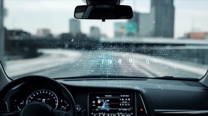 Futuristic Drive: Digital Overlay on City Highway