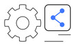 © robu_s - Gear and connection icon representing technology, automation, connectivity, and data sharing. Ideal for engineering, innovation, teamwork, software, networking business visuals simple landing page