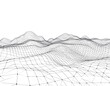 © Cah - Abstract digital landscape with wireframe mesh, representing modern technology and data visualization