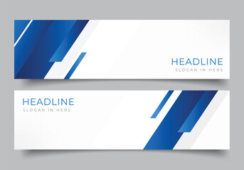 set of modern blue geometric diagonal banner for presentation or business template horizontal backgr