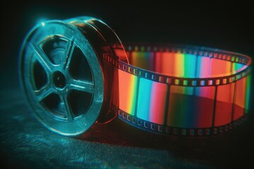 Wall Mural - Film reel with vibrant color negative