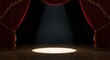 © Maulina - Spotlight on an empty theater stage with red velvet curtains, ready for performance.