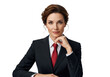 © Vectarica - Professional businesswoman portrait in suit with red tie posing and thinking isolated on transparent background