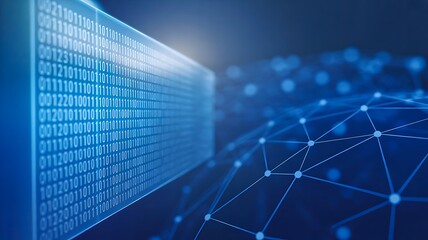 Binary code and digital globe with connected network lines in cyberspace technology concept
