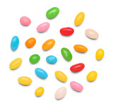 Colorful Jelly Beans Scattered on Transparent Background