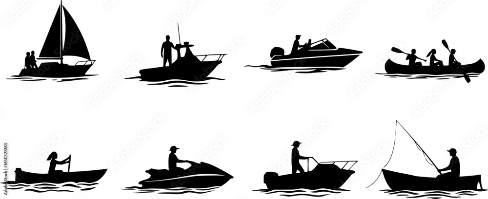 Vector de Stock Collection of six boating icons depicting different ...