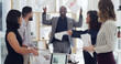 © peopleimages.com - Businessman, team and throw paper for finance, results or excited with chart for goal at company. Group, women and staff with document, graphs and celebration for revenue increase at investing agency