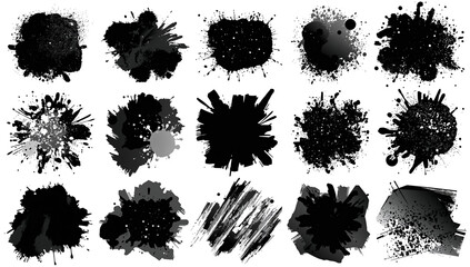 Wall Mural - collection of various abstract splatter designs, creating artistic grunge effects isolated on