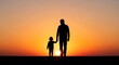 © Nurul - Together Toward Tomorrow: Silhouettes of Adult and Child Walking into Sunset