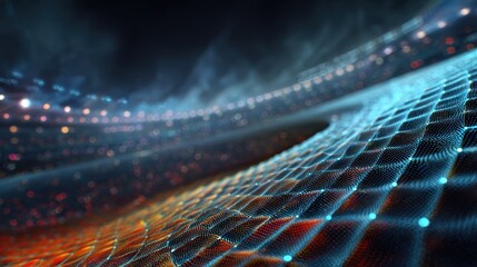 Wall Mural - a vibrant, abstract digital landscape featuring flowing patterns of light and color, creating a dyna