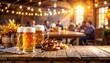 © SUPERARTMAN - Enjoying fresh brews and pretzels at a cozy brewery rustic setting beer tasting event warm atmosphere inviting perspective