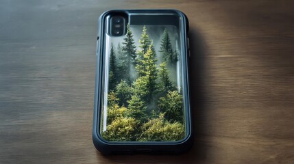 mobile phone on a green background