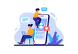 © Habib - People connecting online, chatting, and sharing likes with a modern social media app design