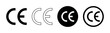 © akib - CE Mark Icon Set, European Conformity Certification Symbols in Black and Outline Style for Safety Standard, Compliance Label, Product Regulation and Quality Assurance Design