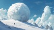 © abdul - Giant snow globe on mountain, lone figure, vibrant clouds, winter wonderland, inspirational concept