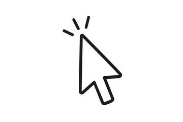 Mouse cursor clicking a button. Vector pointer arrow symbol for computer screen. Web interface element for navigation and selection. Digital press icon illustration isolated.