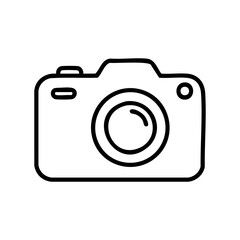 Wall Mural - Simple black and white camera icon outline illustration