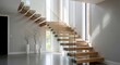 © Purnomo - Modern interior design showcases floating wooden staircase with natural light penetration