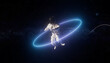 © Rendara Studio - 3D astronaut floating in space with glowing light ring