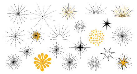 Wall Mural - Delightful burst elements in black and gold create a modern, festive, and celebratory feel for your designs