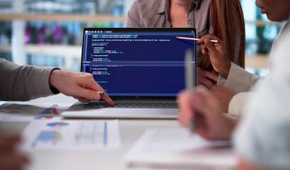 Multiracial Office Team Developing Software Code