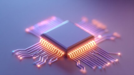 Wall Mural - innovative technology chip design digital space 3d rendering futuristic environment close-up view ar