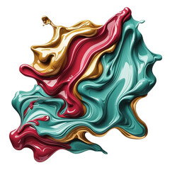 Wall Mural - Abstract Splash of Mixed Gold, Red and Teal Paint,