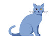 © Miu Studio - A light blue cat with yellow eyes sits facing forward with a curled tail and black whiskers