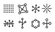 © Руслан Мельніков - AI Network Line Icons. Outline icon set of AI point networks: dot matrix, node net, webbed cluster, radial dot