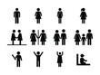 © alihassan - Diverse stick figure representations of people, depicting family, gender and activity in simple, clean style