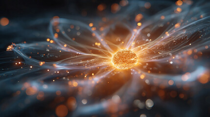 Wall Mural - abstract energy: an intricate abstract representation of energy bursts forth in a luminous display o
