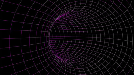 Wall Mural - futuristic vector sci-fi circle portal in space. 3d colors ai tunnel with dots and lines. abstract d