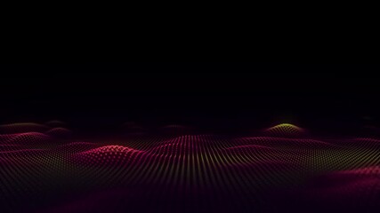 Wall Mural - abstract technology colors wave with motion glowing dots. dark cyberspace in digital background. con