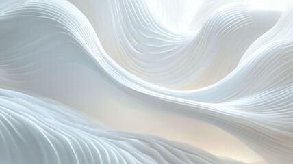 Wall Mural - Abstract background of white, wavy lines.
The image shows a flowing pattern that resembles a digital fabric.