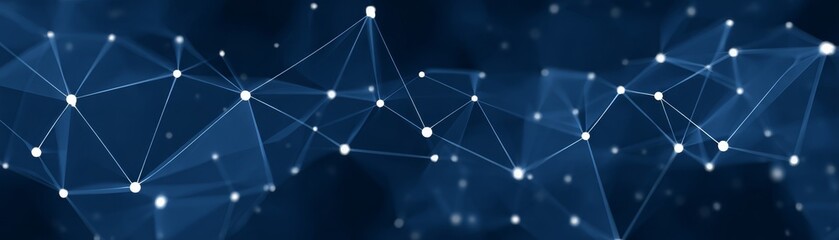 Abstract dark blue background with white dots and lines a modern technology wallpaper design featuring a geometric pattern for a network connection or science constellation concept.